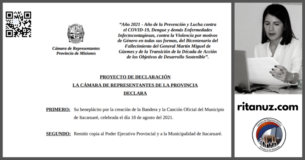 Bandera y la Canción Oficial del municipio Itacaruaré