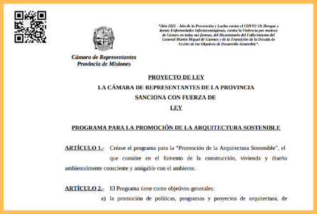 Proyecto de Ley "Programa para la Promoción de la Arquitectura Sostenible"
